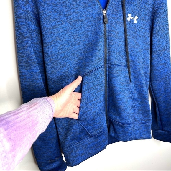 Under Armour Storm Blue Heathered Full Zip Hooded Jacket Sweatshirt Size Small - Picture 5 of 13